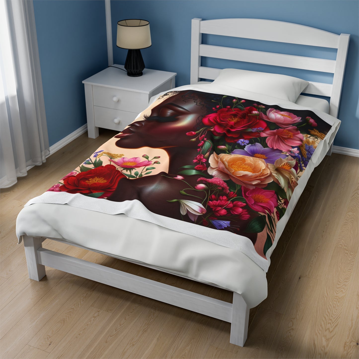 Floral Elegance Velveteen Plush Blanket - Cozy Art for Home Decor