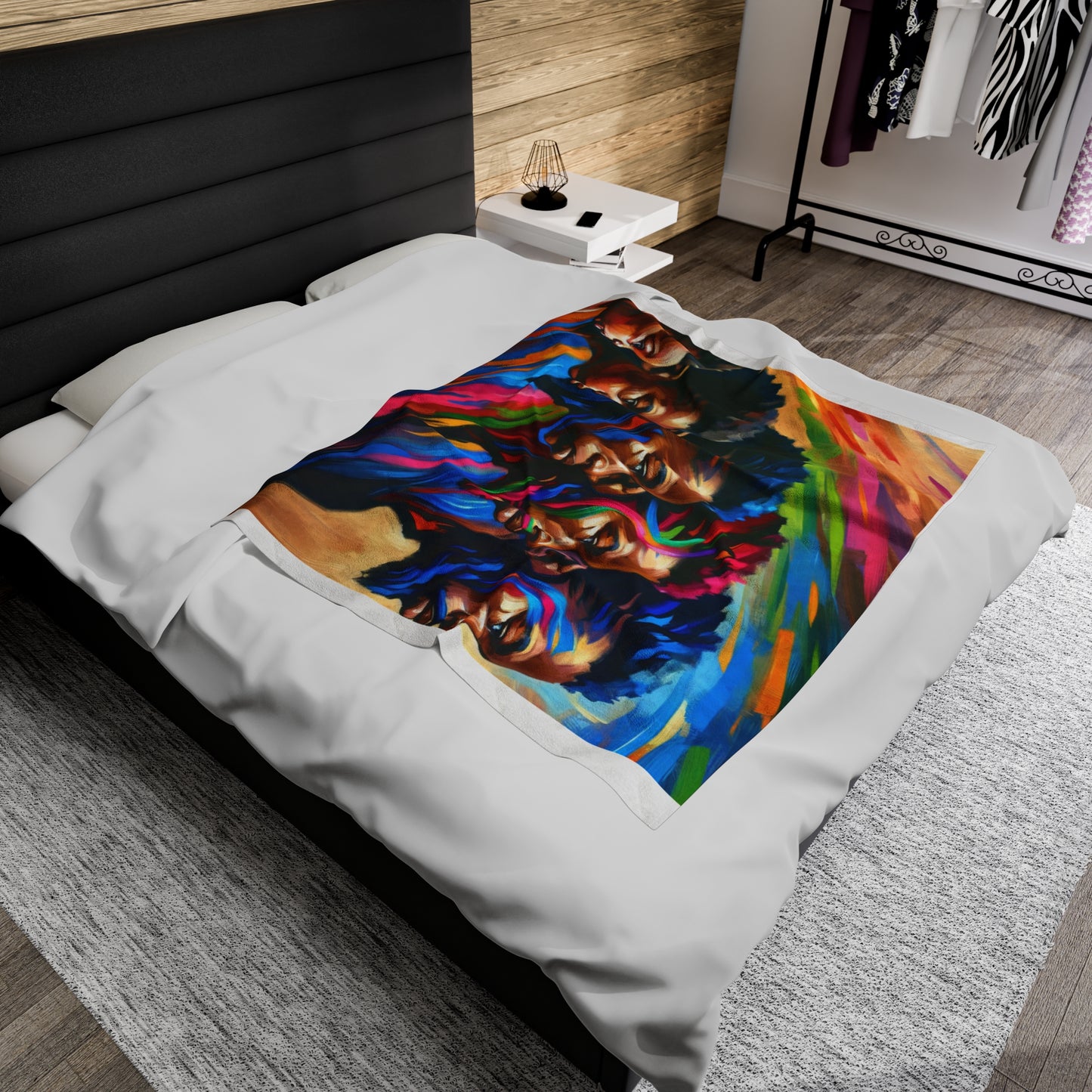 Vibrant Art-Inspired Velveteen Plush Blanket - Cozy Colorful Throw for Home Decor