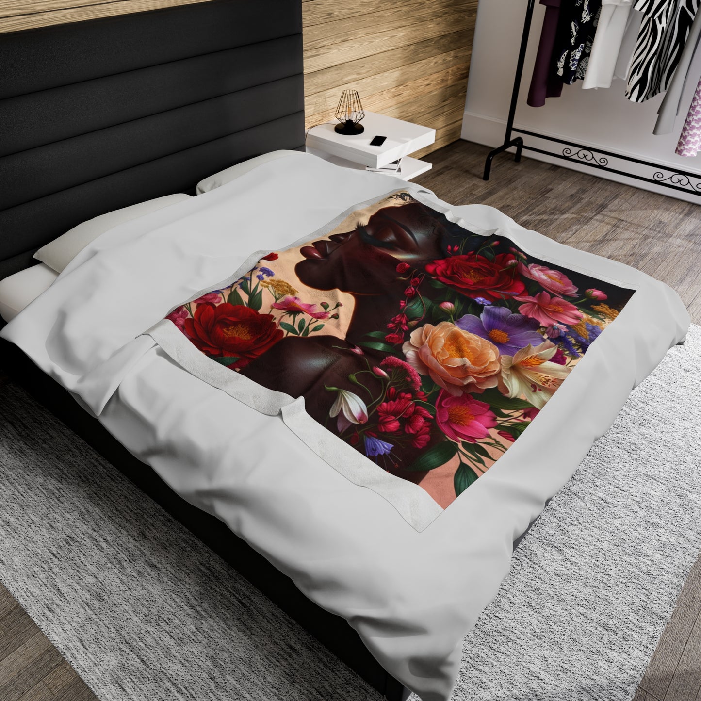 Floral Elegance Velveteen Plush Blanket - Cozy Art for Home Decor