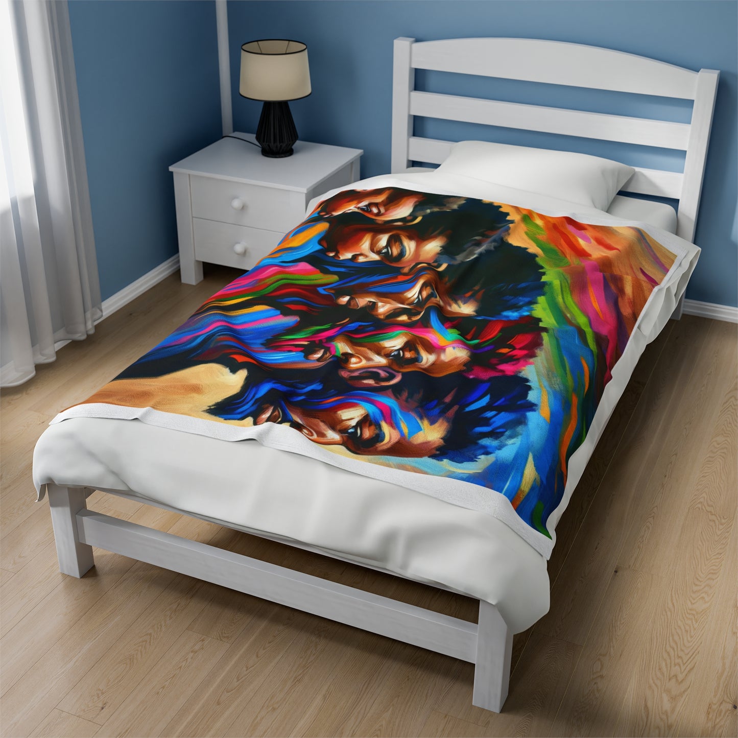 Vibrant Art-Inspired Velveteen Plush Blanket - Cozy Colorful Throw for Home Decor